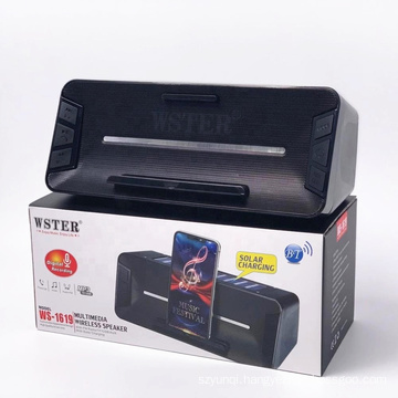 WSTER WS1619 Support USB TF CARD FM RADIO Speaker Wireless Speaker With Big Bass With Solar